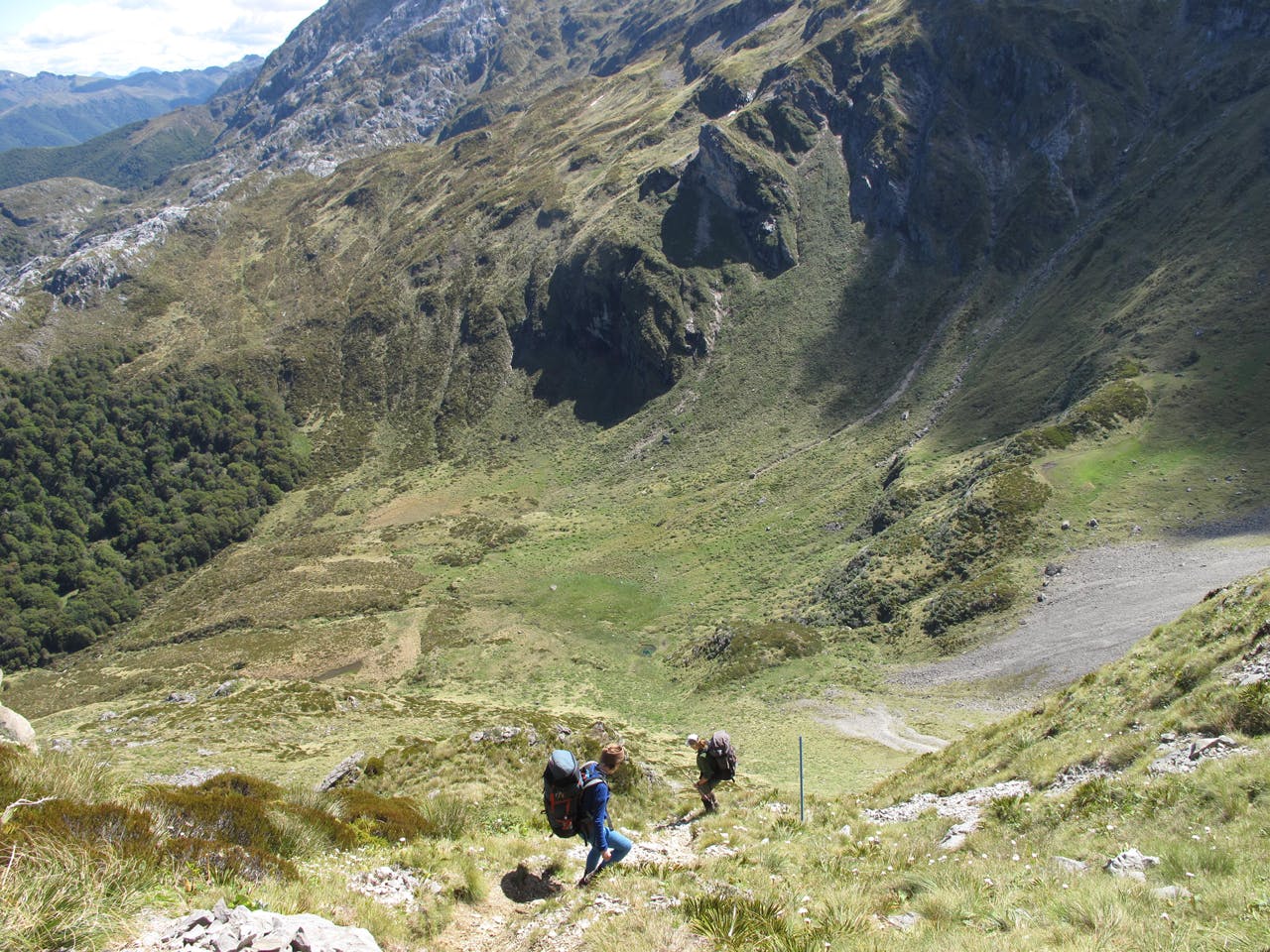 Descending the route from Winter Peak to Ellis Hut. Photo: Richard Davies