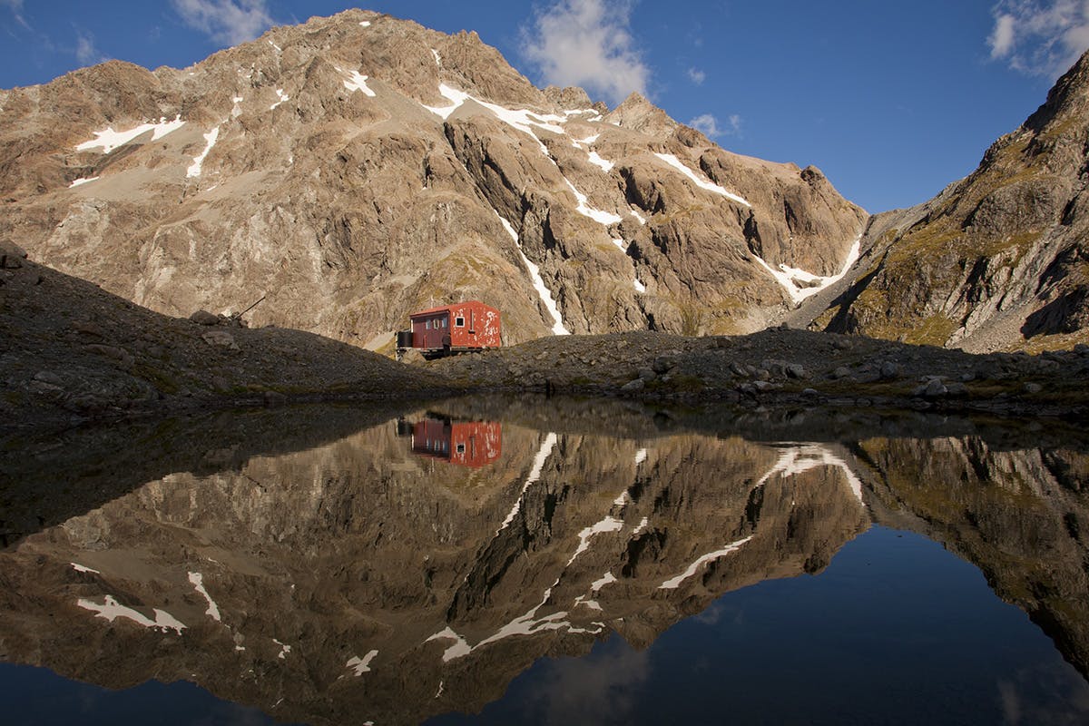 Barker Hut offers an exceptional view, including of Mt Harper. Photo: Nick Groves