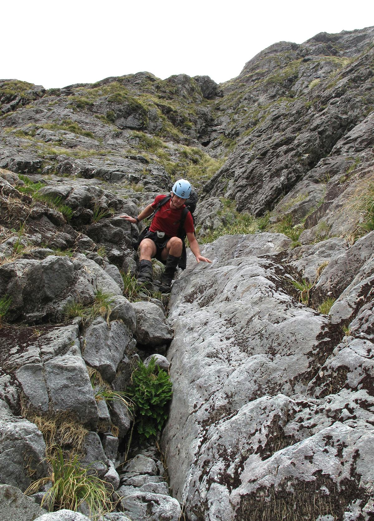 Descending the rocky chute that is Gifford Gap. Photo: Richard Daviss