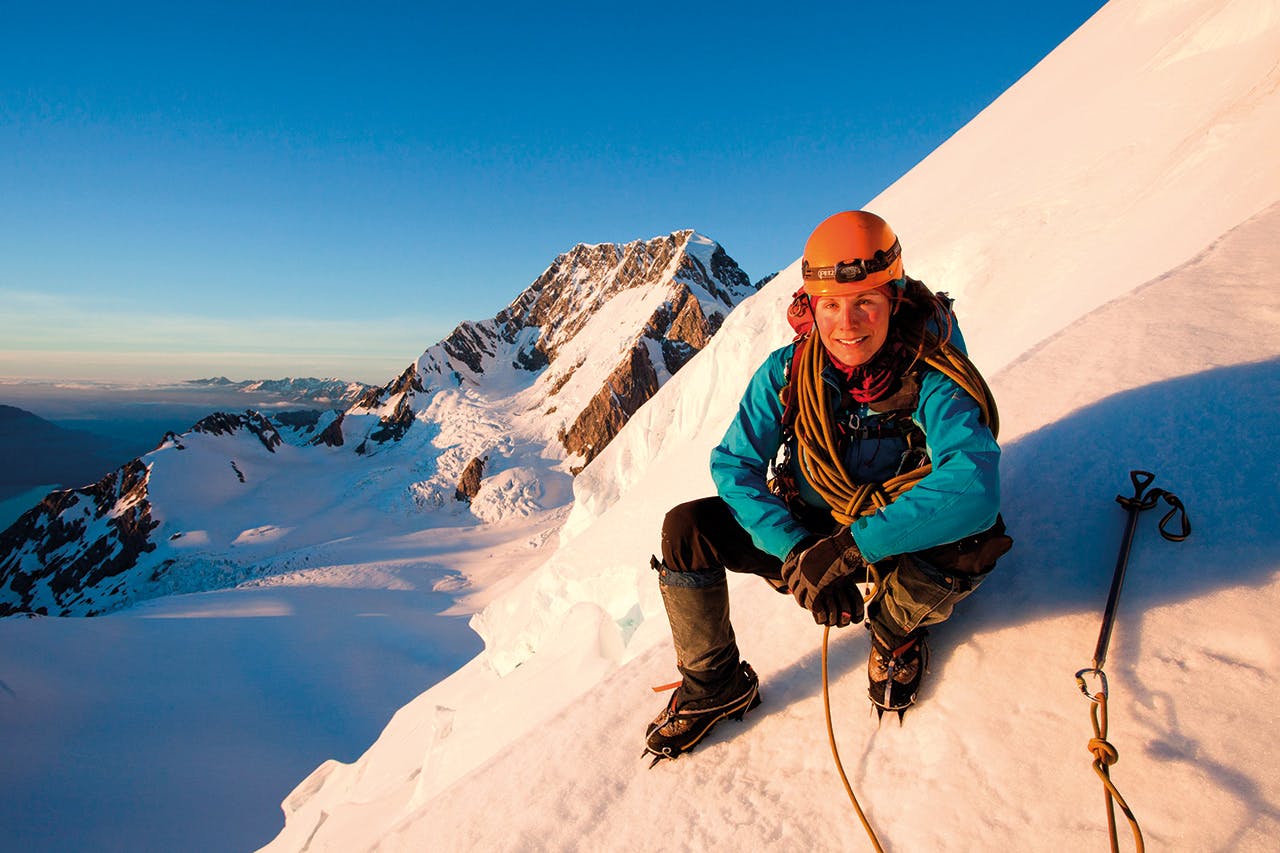 Elke Braun-Elwert on Mt Dixon, with Aoraki/Mt Cook behind. Photo: Supplied