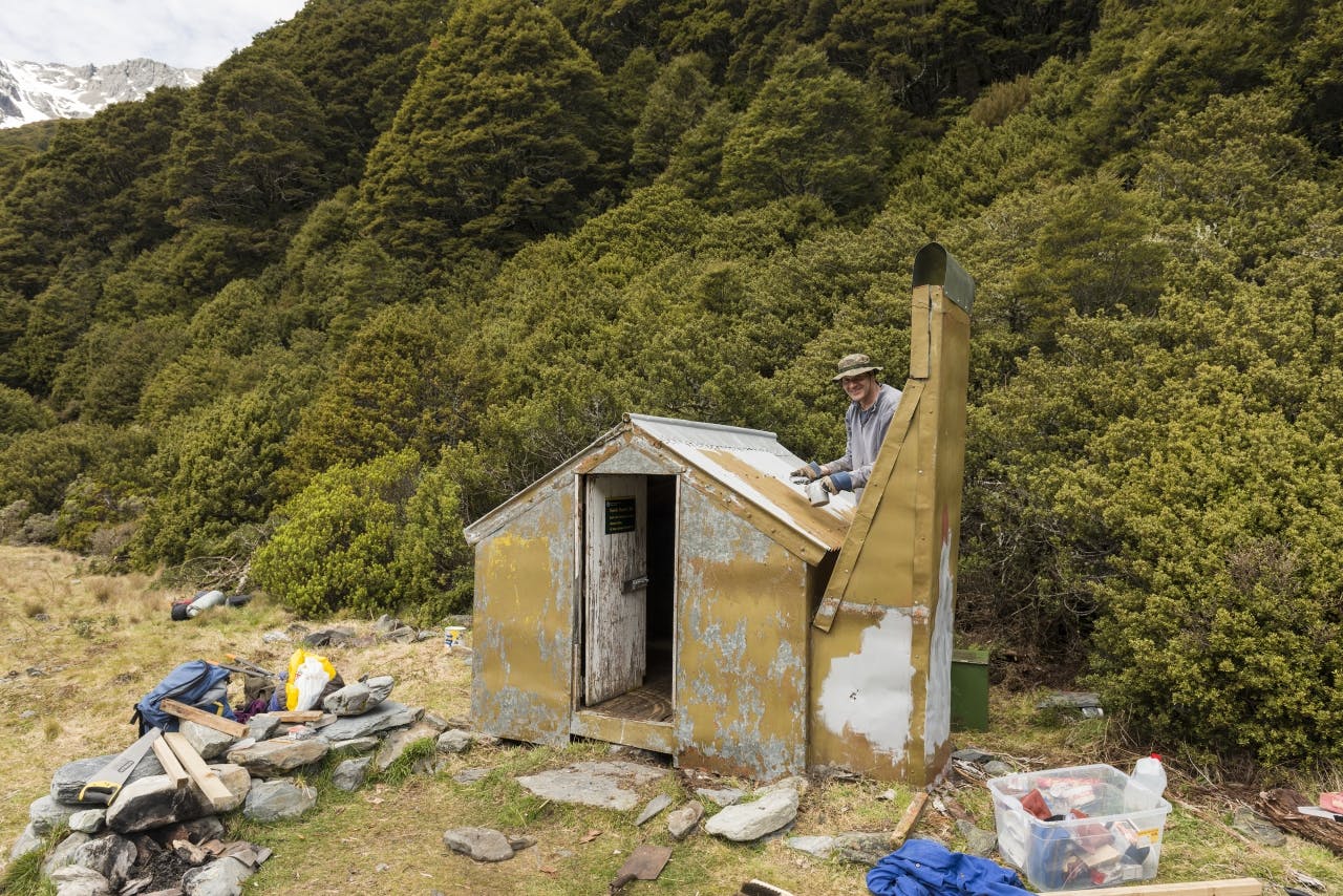 Helping with the upkeep of your favourite hut is a good way to ‘give back’. Photo: Rob Brown