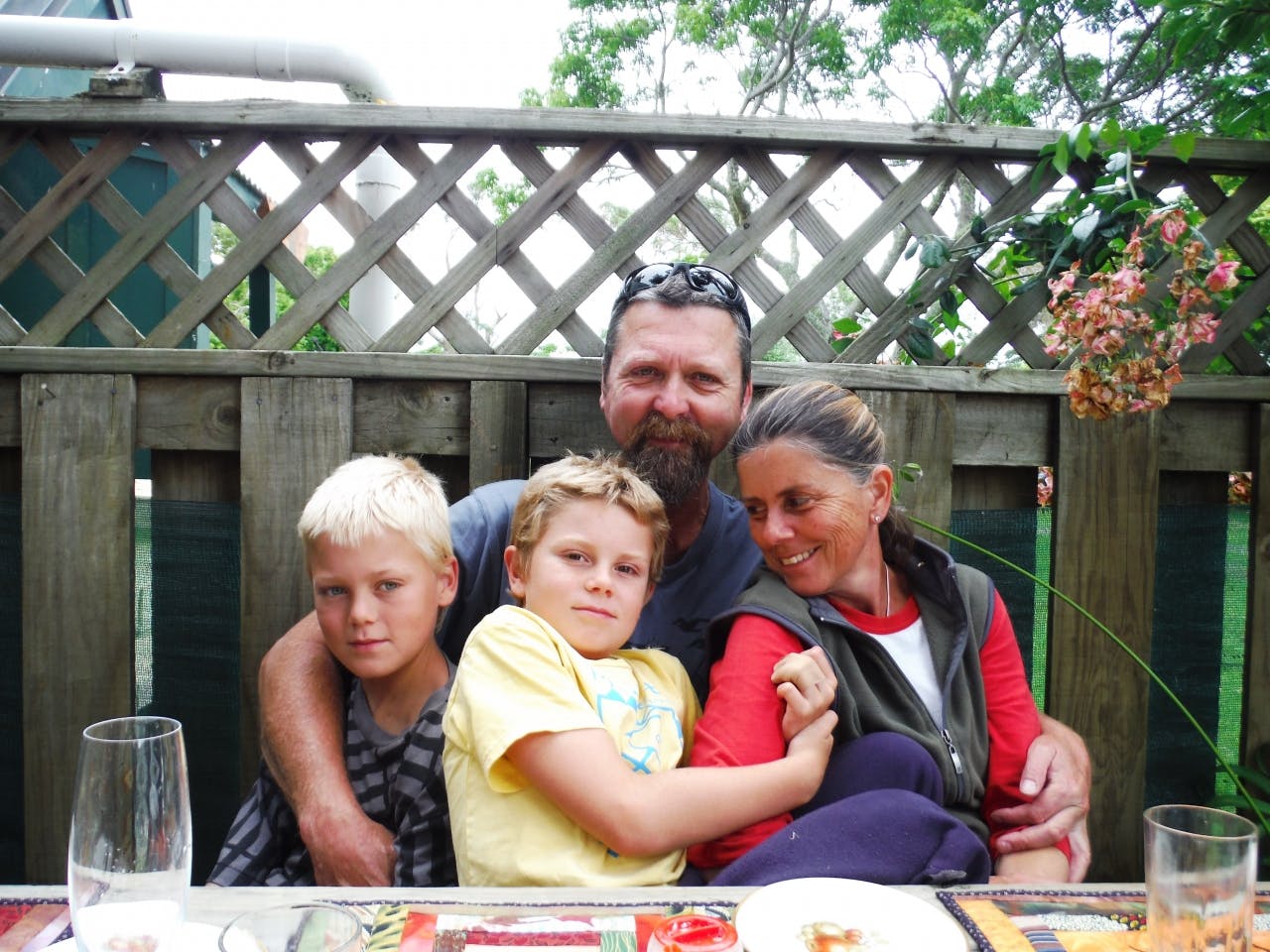 Whananaki Holiday Park owners Matthew and Tracy Hare with their boys William and Luke.