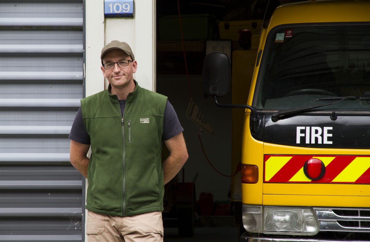 Nick Meanary is, among other roles, the fire controller for the Arthur's Pass Volunteer Fire Force / PHOTO: Anna Pearson 