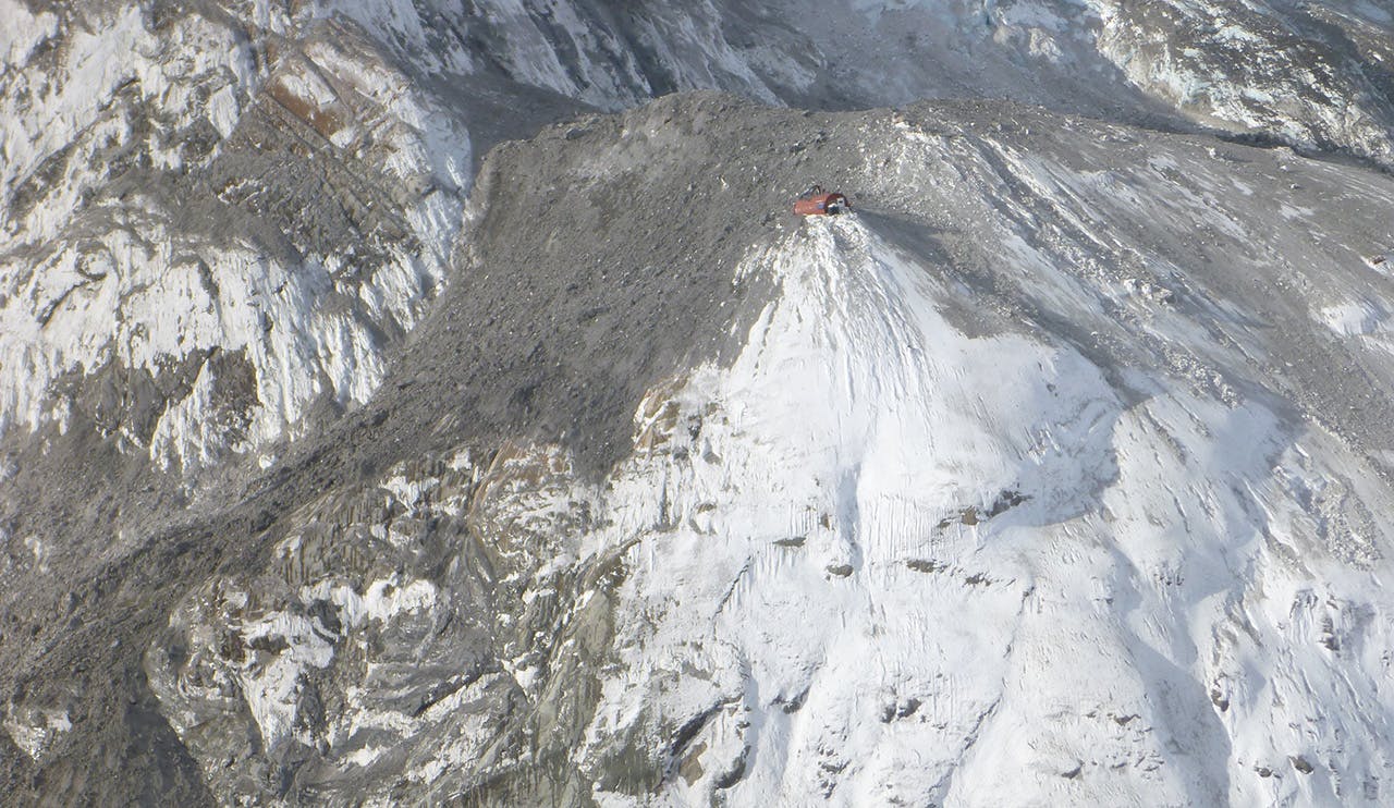 Gardiner Hut was smashed in a rock avalanche. Photo: DOC