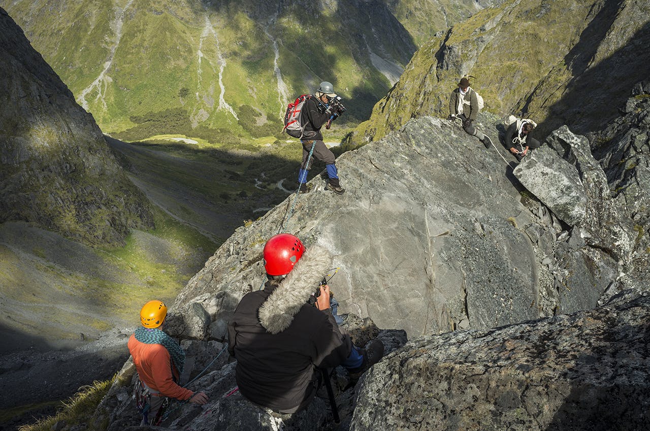 Filming a scene for the Grave-Talbot story on Homer Saddle. Photo: Rob Brown