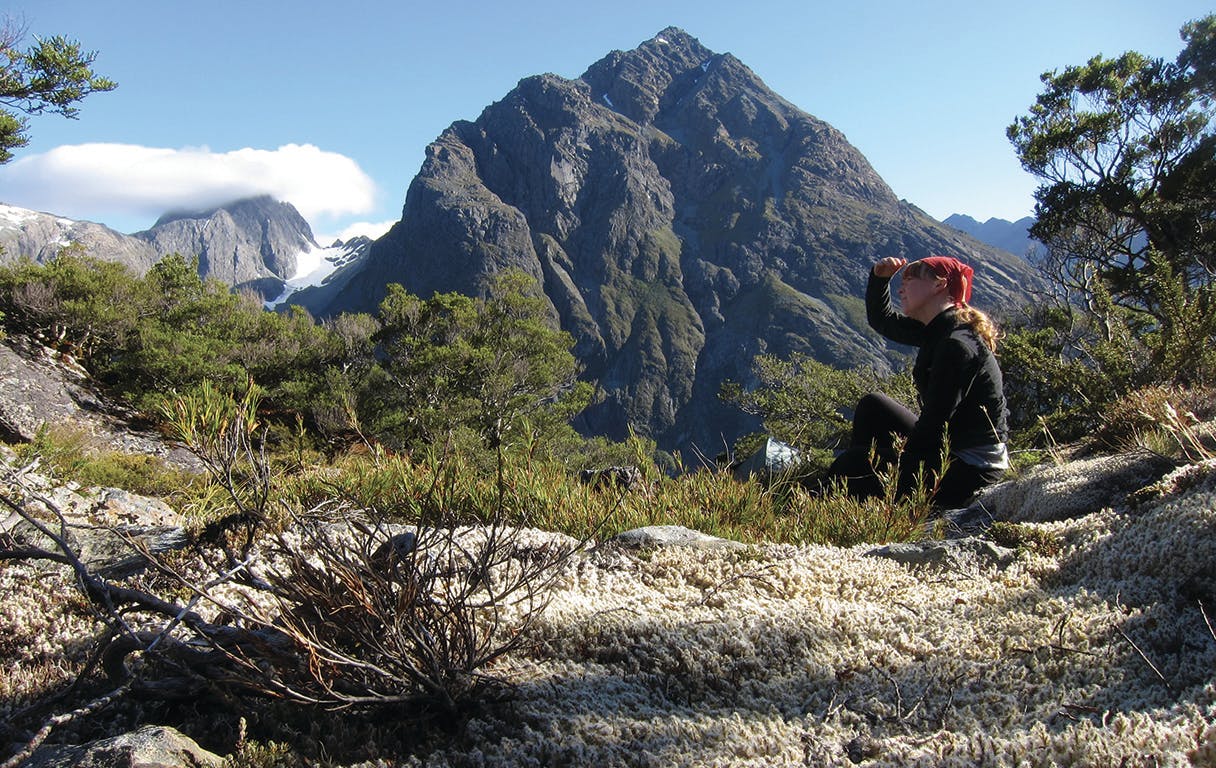 A tranquil camping spot at the unnamed rock garden with a view towards the Ailsa Mountains. Photo: Lauren Schaer