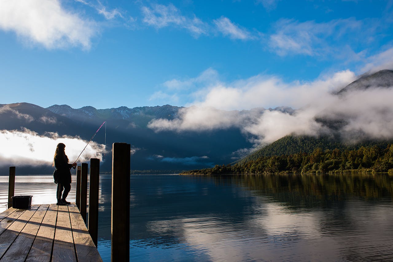 Catch dinner from the jetty at the head of Lake Rotoroa. Photo: Pat Barrett
