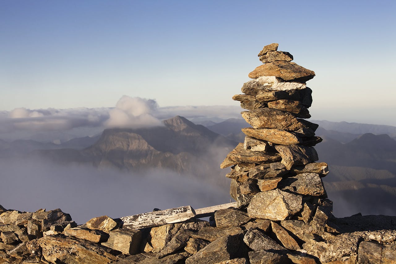 Mt Richmond’s summit cairn. Photo: Ray Salisbury