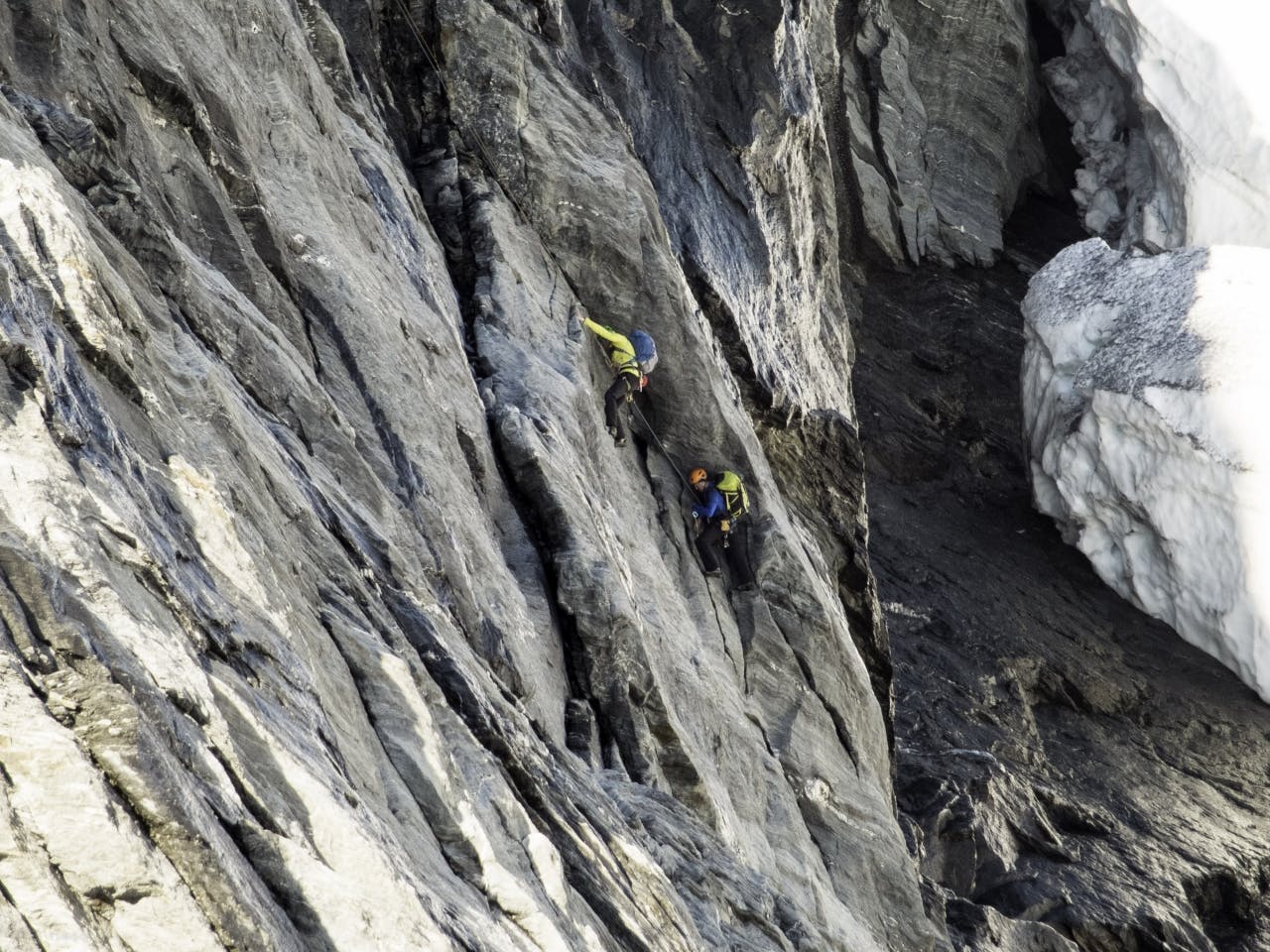 Ben Dare and Danny Murphy on the second pitch of the climb. Photo: Steve Skelton