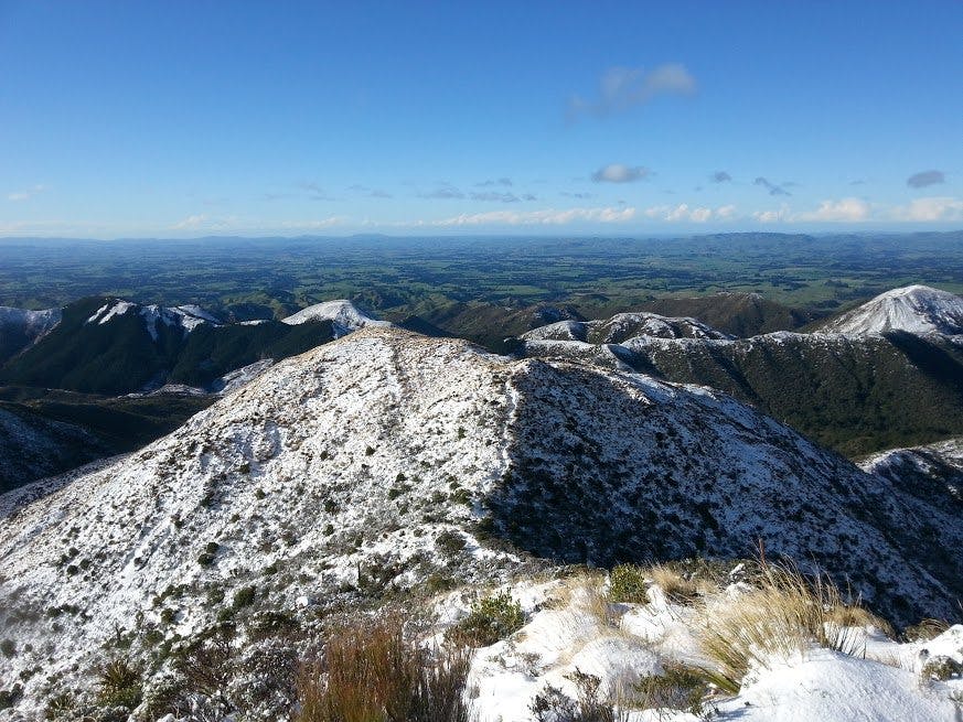 Snow dusts the top of the Ruahine foothills. Photo: Ricky French
