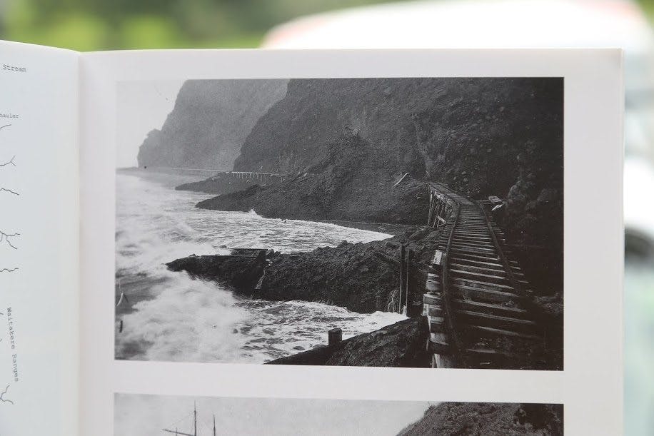 This image from 1916 shows the sea reaching the Whatipu caves. Today a 1km- wide sand field separates sea and caves. Photo: Auckland war memorial museum library