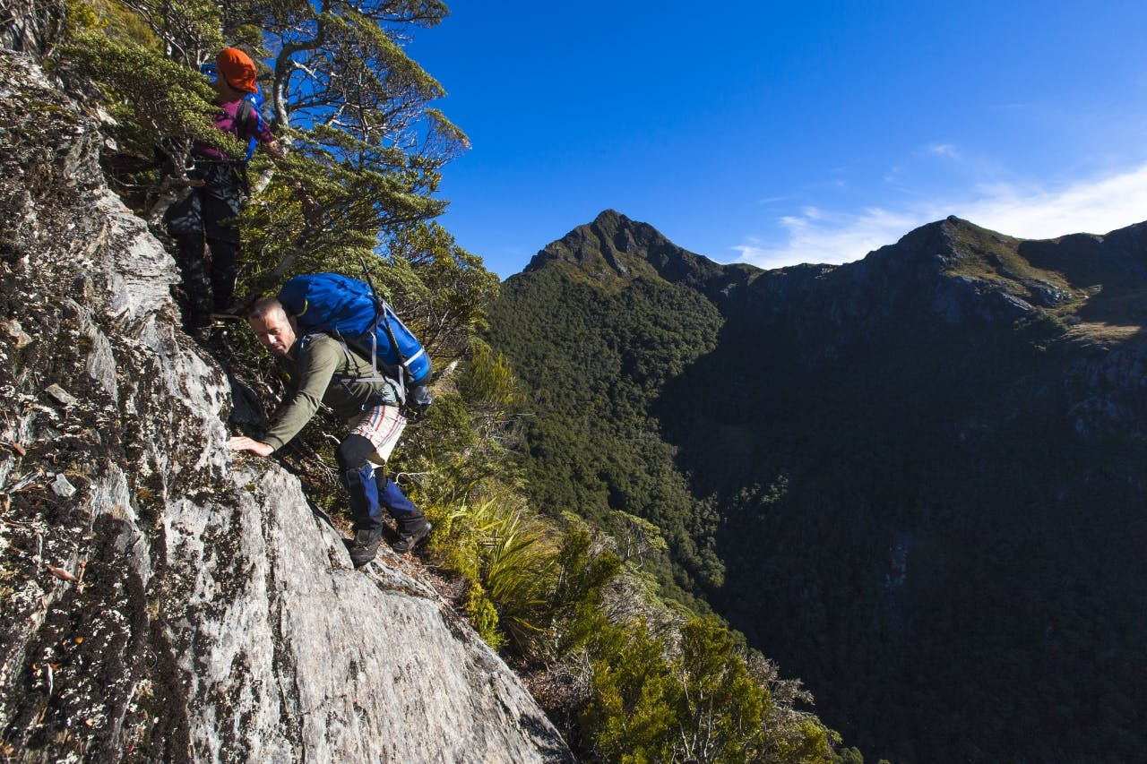 The first of the difficulties crossing the Dragons Teeth: a circuitous route up and down trees and bluffs