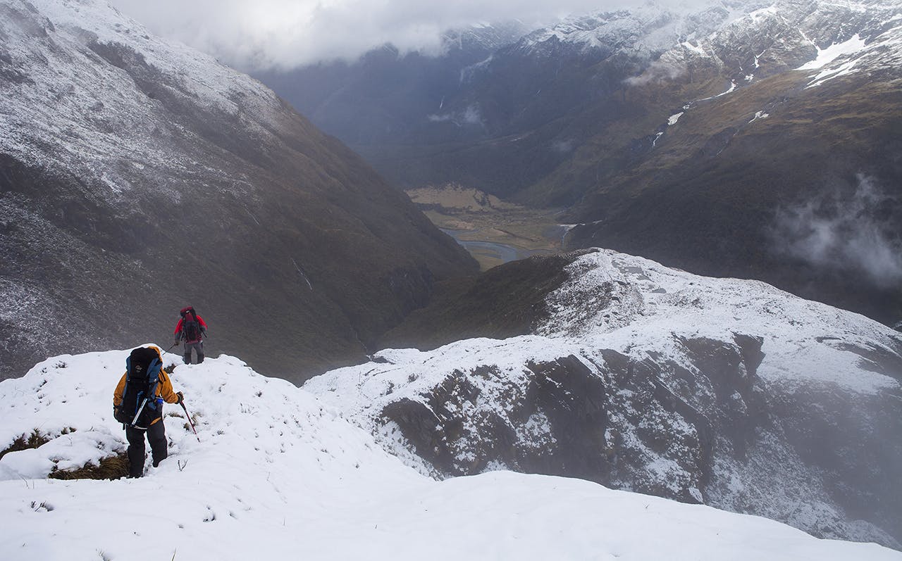 Descending French Ridge in fresh snow. Photo: Mark Watson
