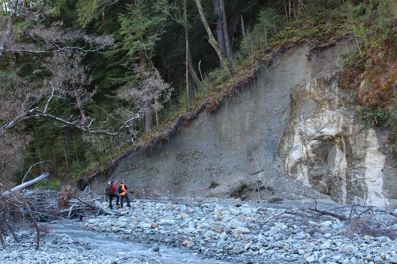 A section of the eroded track at Sandy Flat. Photo: DOC
