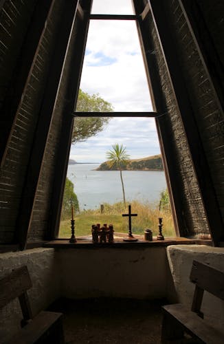 The view towards Aramoana from the island's chapel. Photo supplied