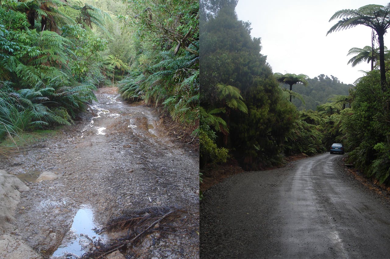 The new road, right, is a vast improvement on the old