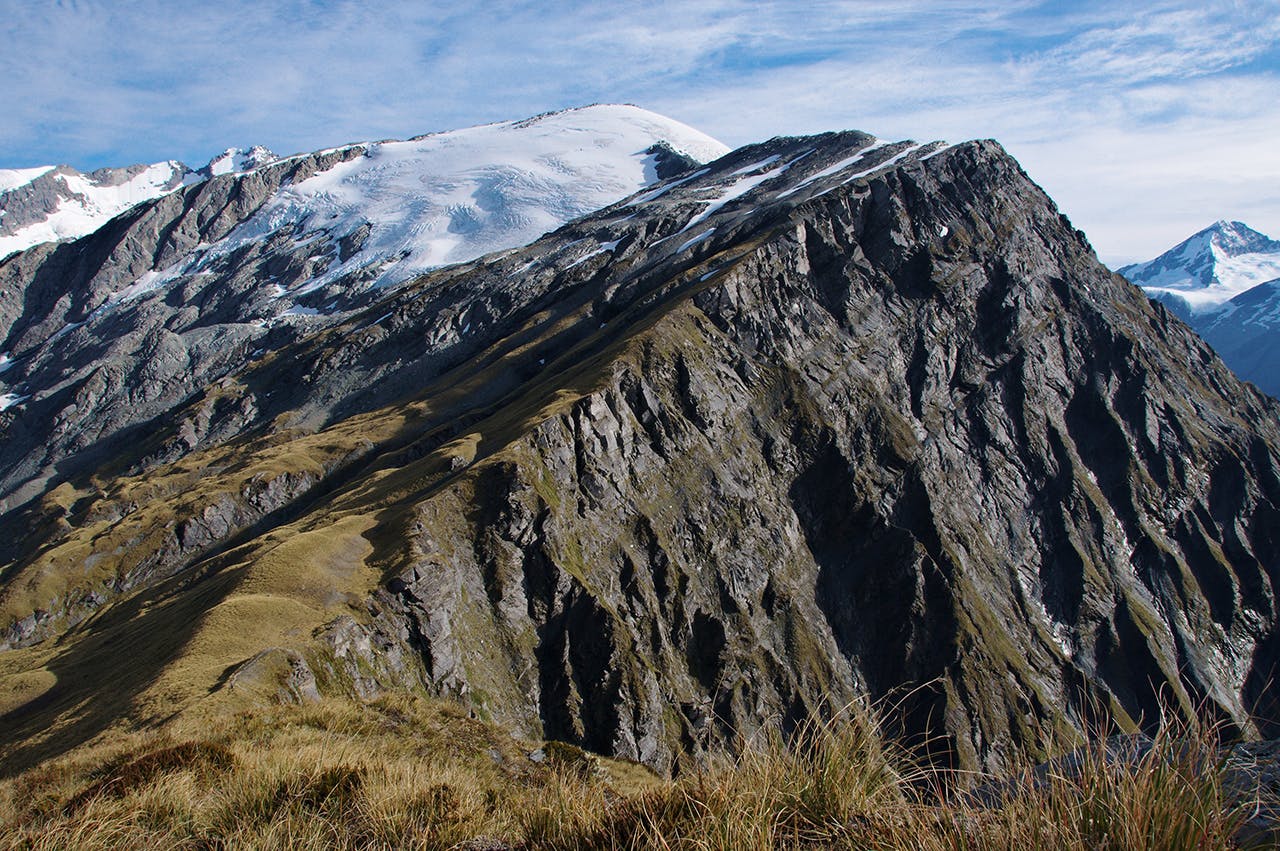 Cascade Saddle, lower left, and the snow-covered Plunket Dome – an acheiveable objective for those with basic alpine skills. Photo: Tomas Sobek Photography