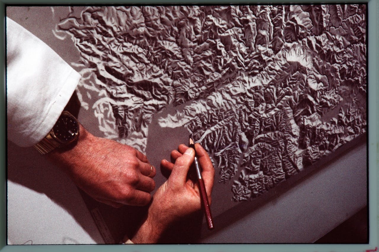Relief shading, from the days when everything was done by hand. Photo: Supplied