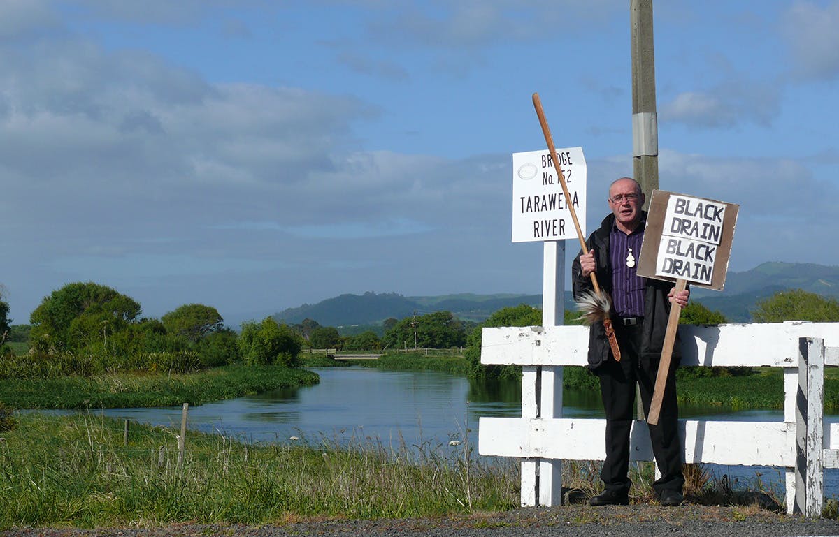 Ngati Rangitihi iwi member Tipene Marr has long protested the polluting effects of the Kawerau mills. Photo: Josh Gale