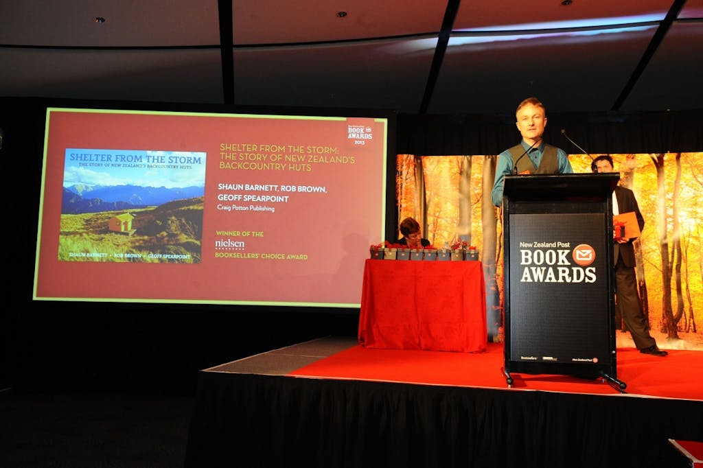 Shaun Barnett accepted the Booksellers Choice Award on behalf of his co-authors