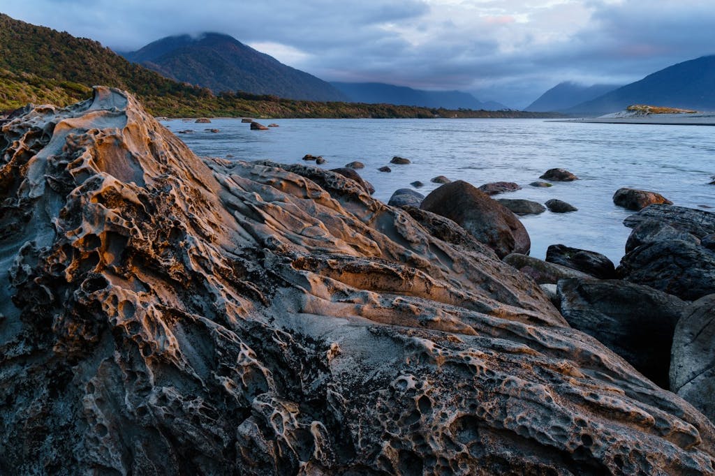The coastal stretch ended at the Hollyford River mouth, seen here at dusk. Photo: Grant Dixon