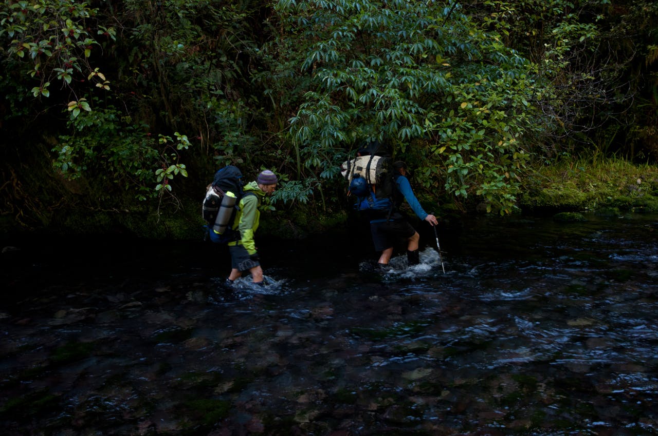 There are around 20 crossings of the Pearse River to reach the Resurgence