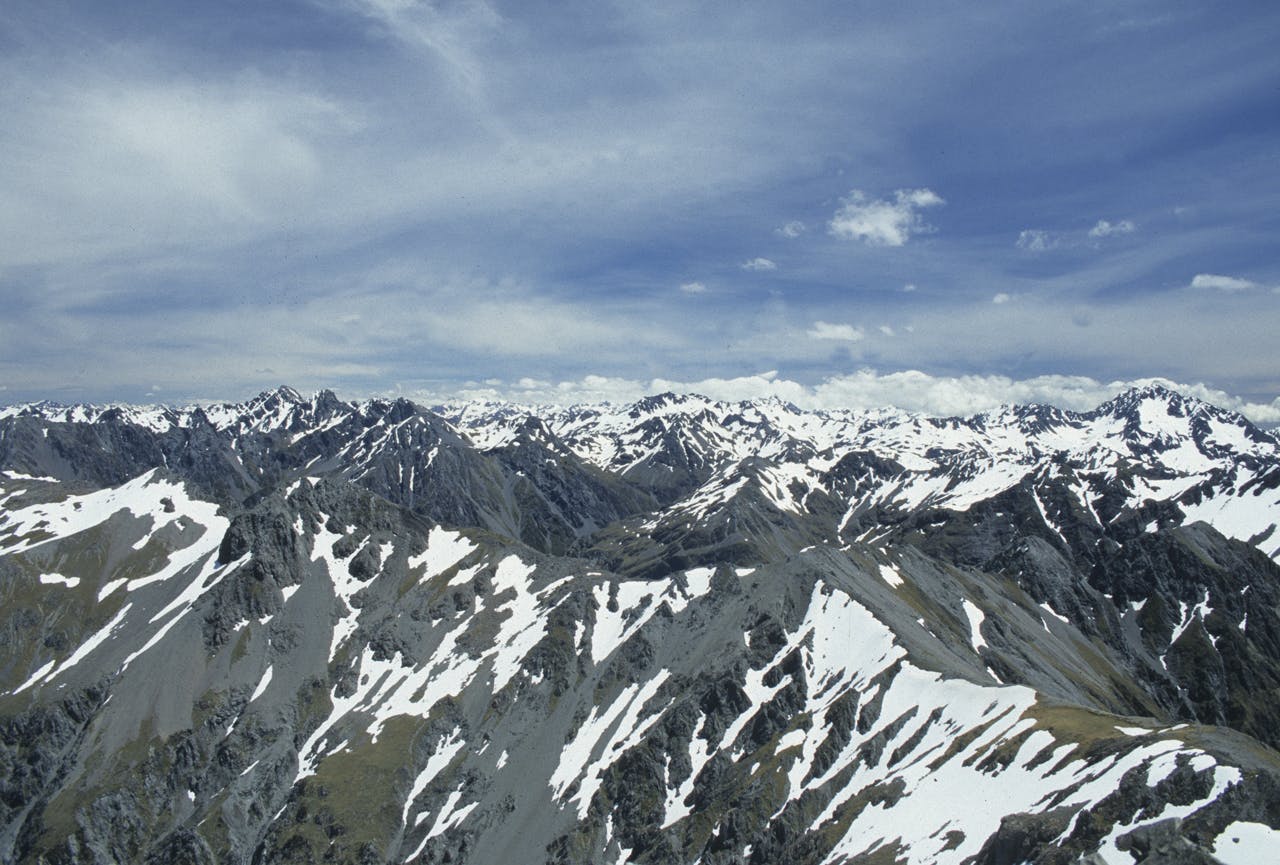A mountainous view from the summit of Mt Valiant. Photo: Pat Barrett