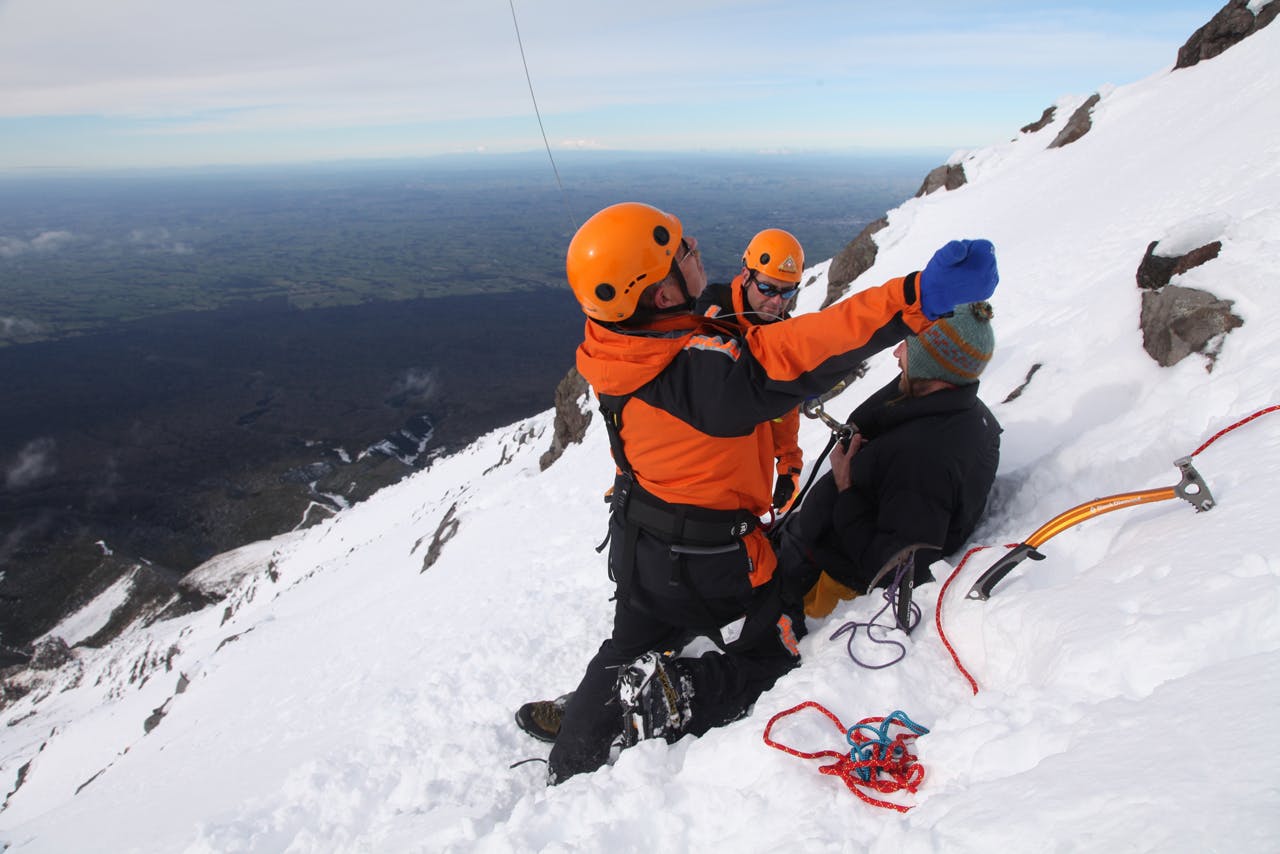 Christian Hanson about to be winched to safety