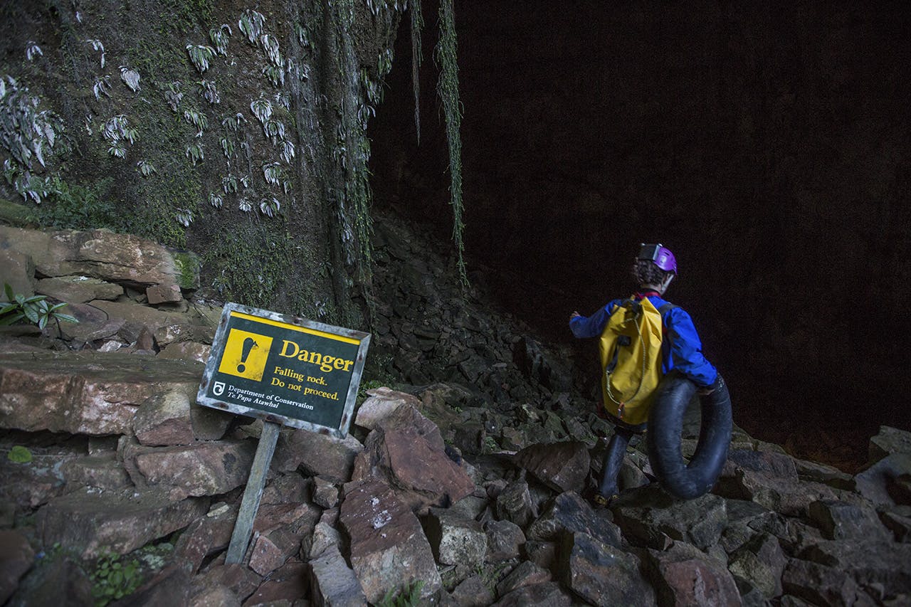 A caver enters the Fox River cave system. Photo: Neil Silverwood
