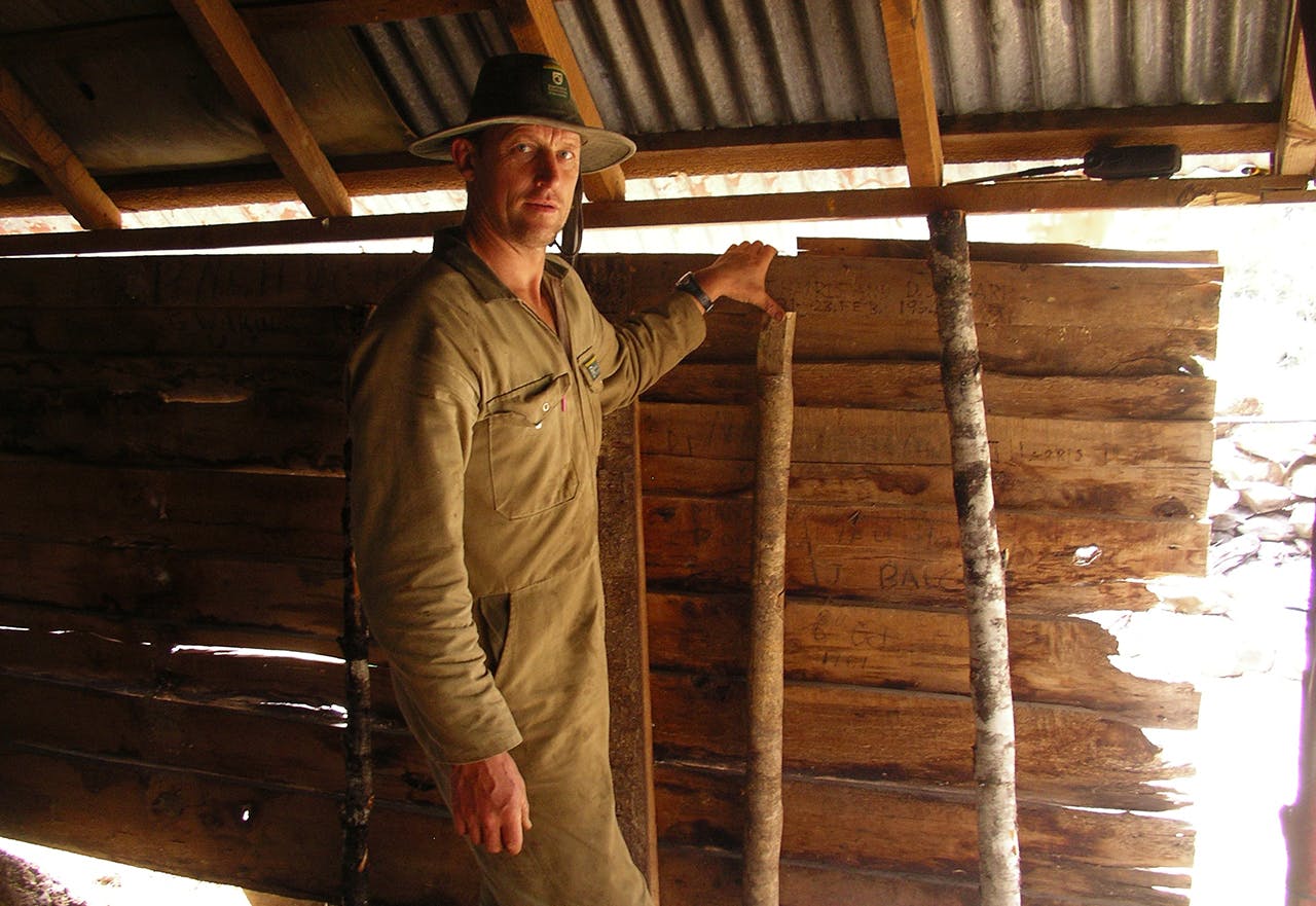 Graffiti on the inside wall of Waingaro Forks Hut’s was kept intact. Photo: John Taylor