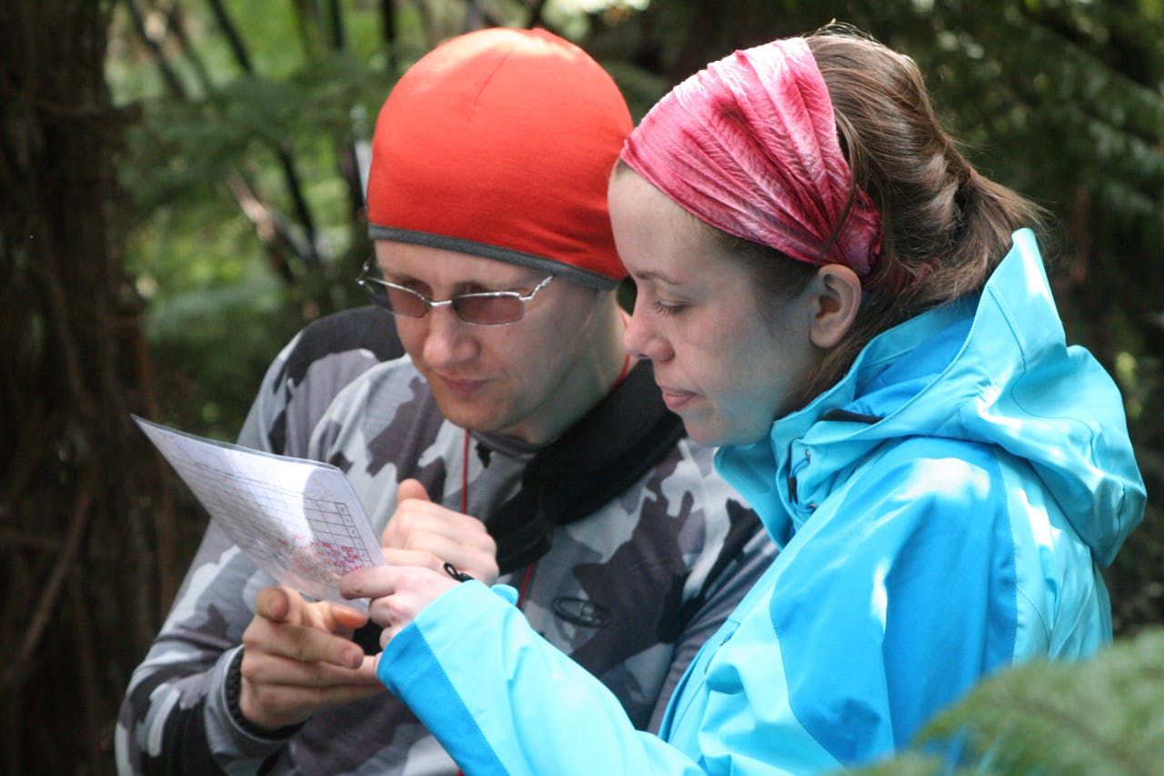 Kerry and Alice put their heads together to work out where they are. Photo: Josh Gale