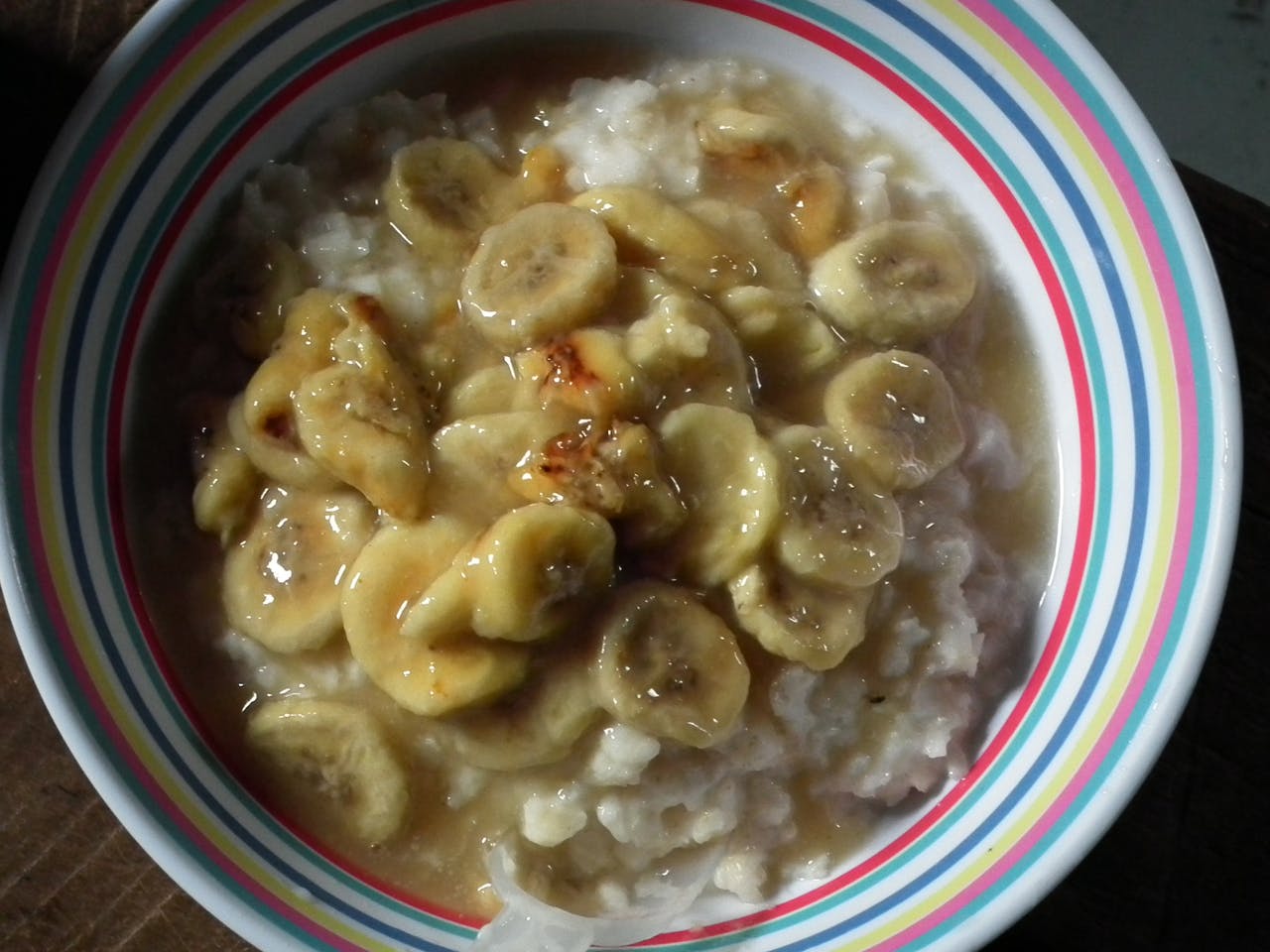 Banana on creamy rice