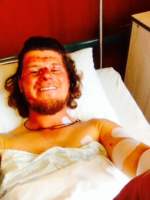 Hareb recovering from his injuries in hospital. Photo: Supplied