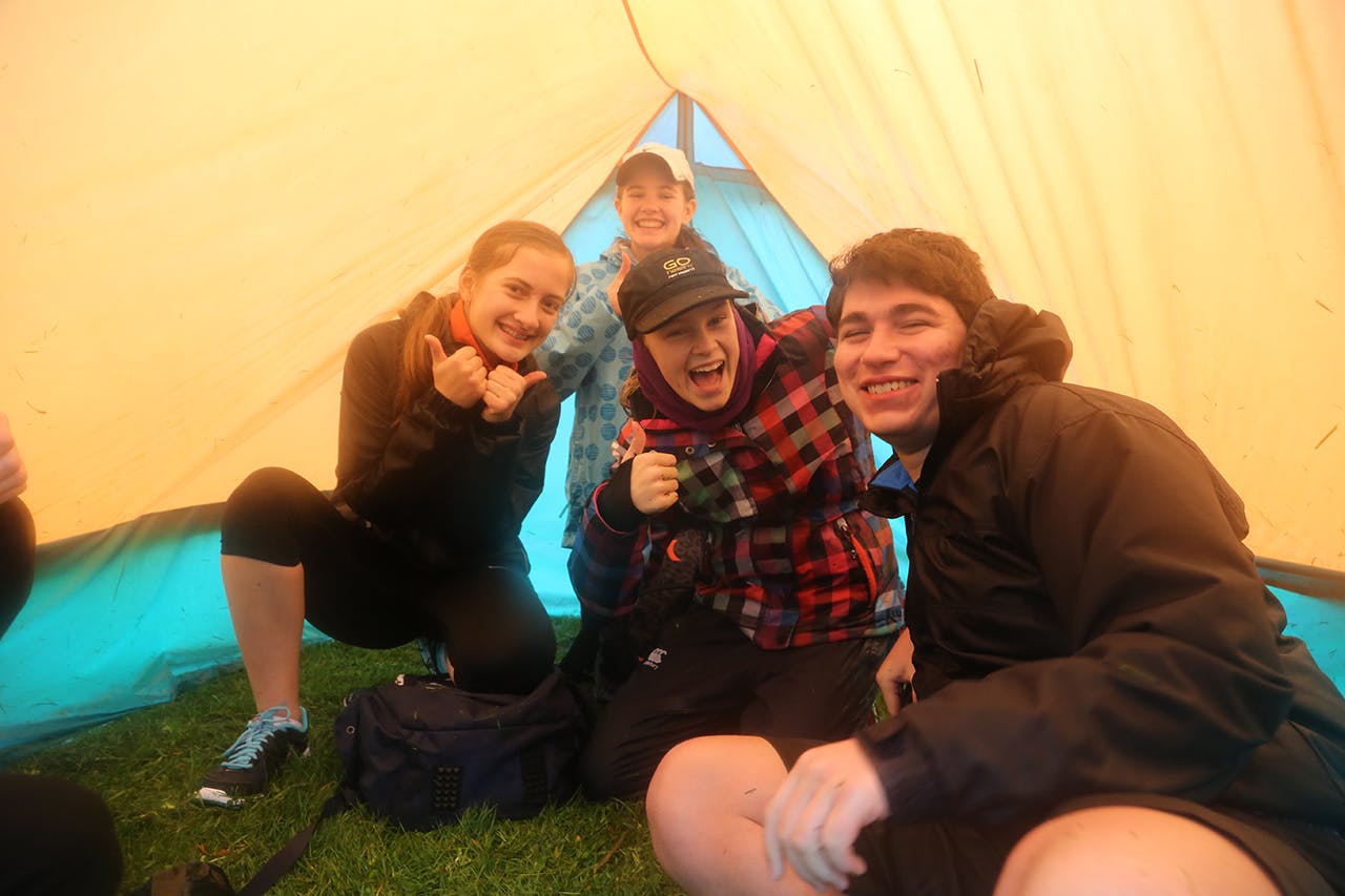 Celebrating the first tent they’d ever successfully pitched. Photo: Meghan Walker