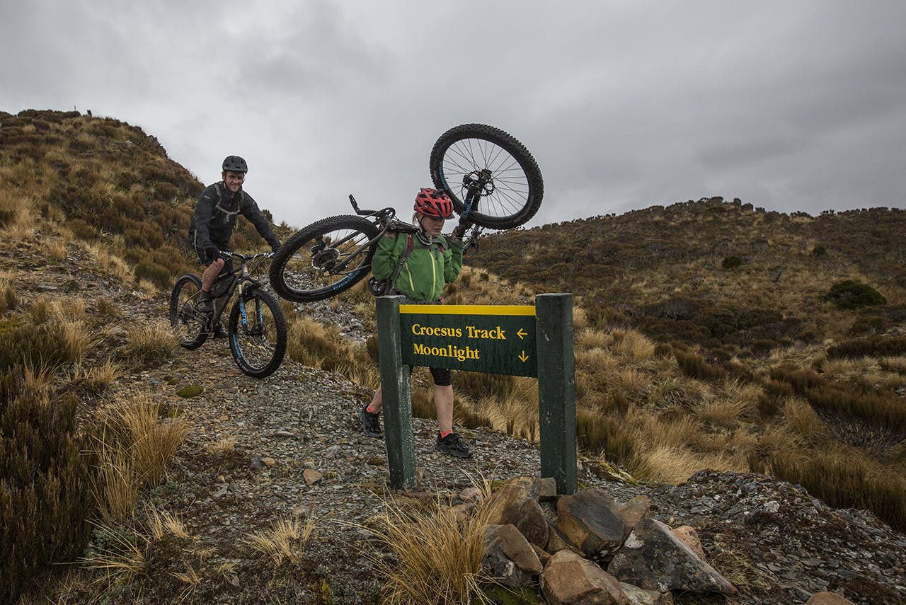 Mountain bikers traverse the Croesus-Moonlight Route. The new track will be dual-use and gently graded throughout its length. Photo: Neil Silverwood