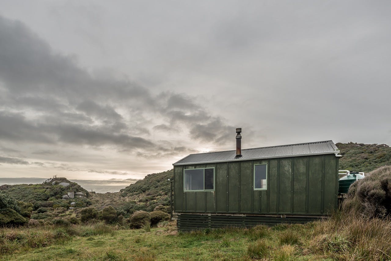 Long Harry Hut is at the northern end of Rakiura, on the North West Circuit. Photo: Danilo Hegg