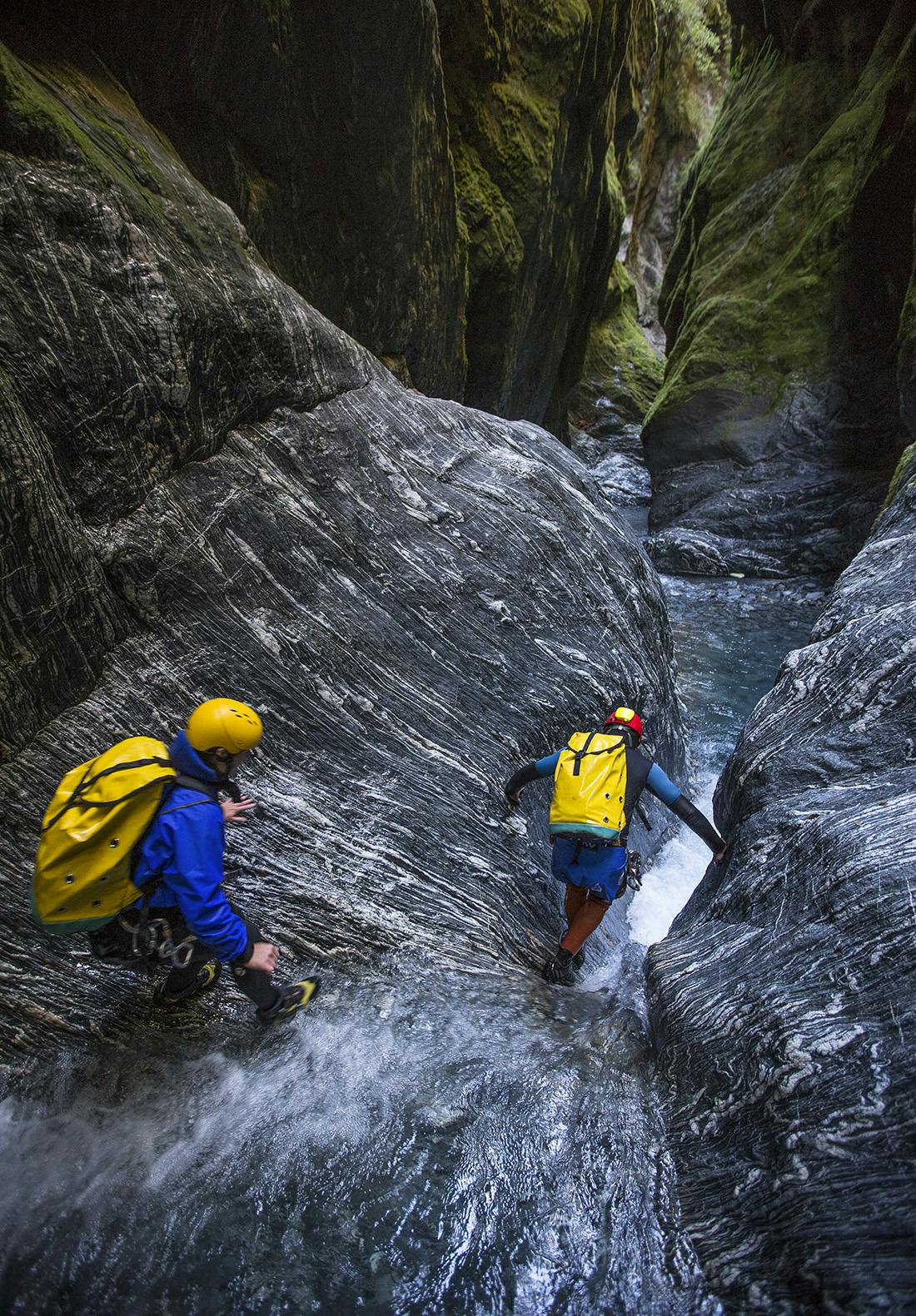 Canyoning is a mixture of many sports: climbing, caving and tramping. Photo: Neil Silverwood