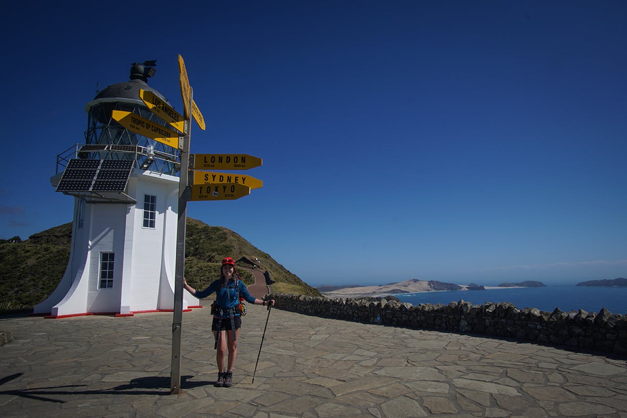 Jen Hanlon at the start of her Te Araora Trail adventure - using borrowed kit