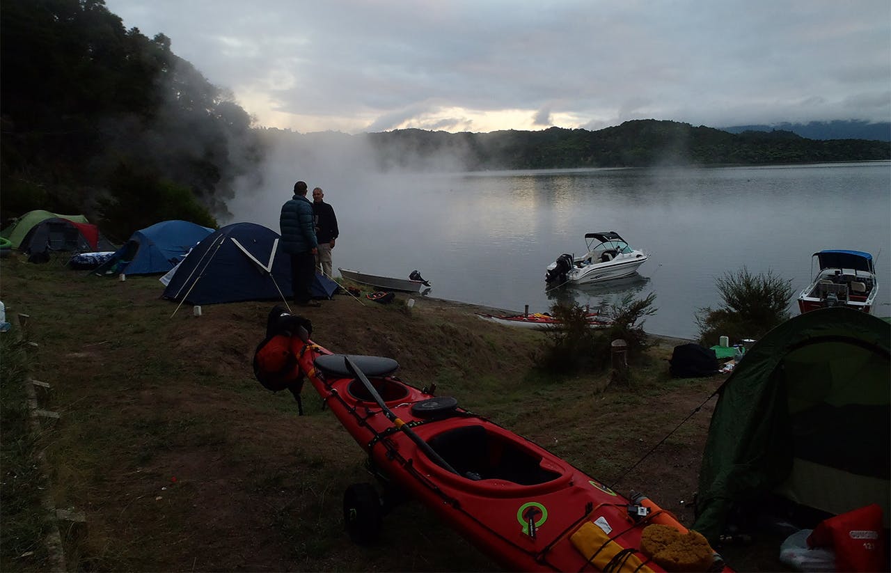 Camping at Hot Water Beach, Lake Tarawera. Photo: Ruth Henderson