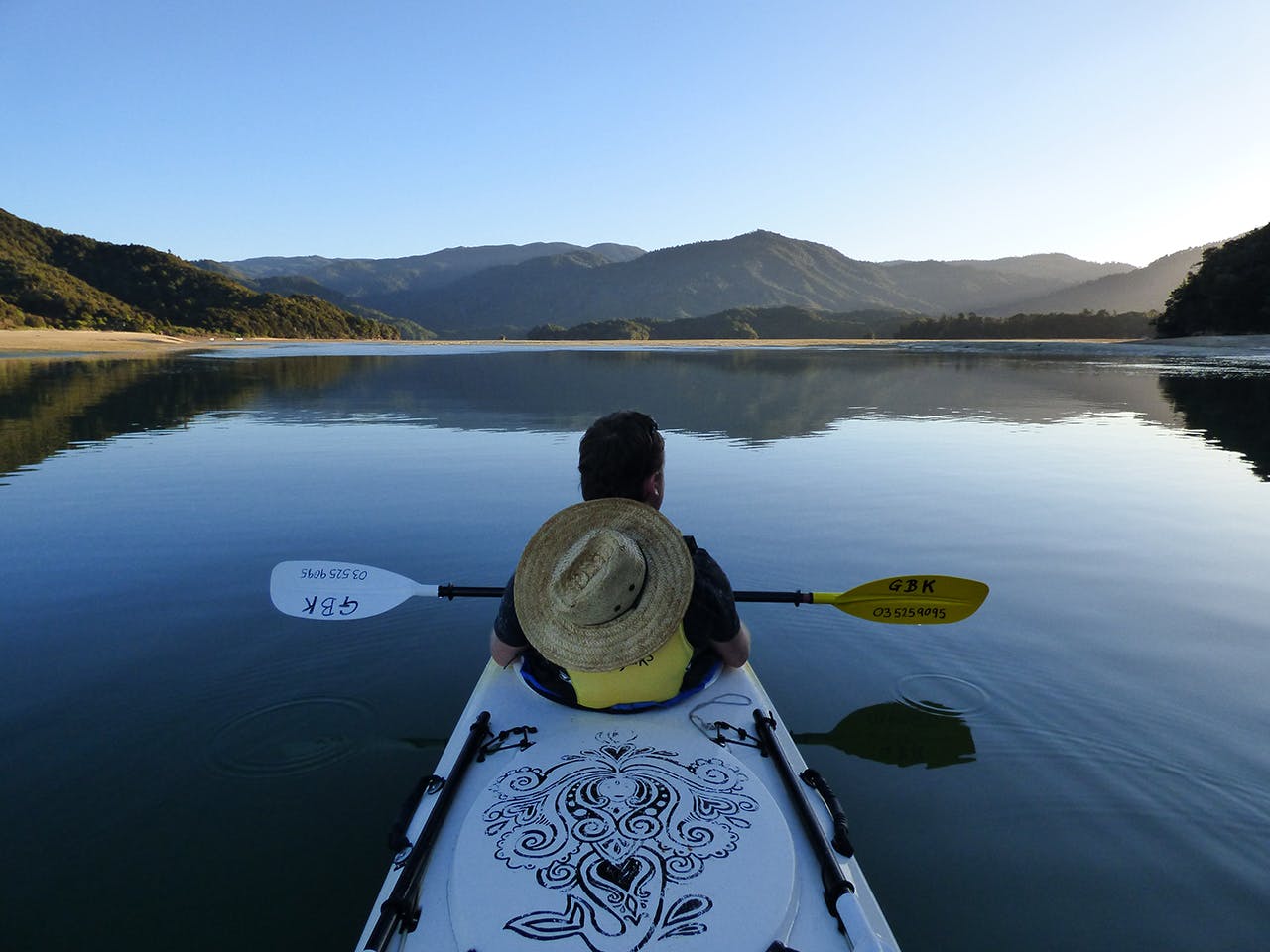 Enjoying the still waters of Awaroa Inlet. Photo: Matthew Pike