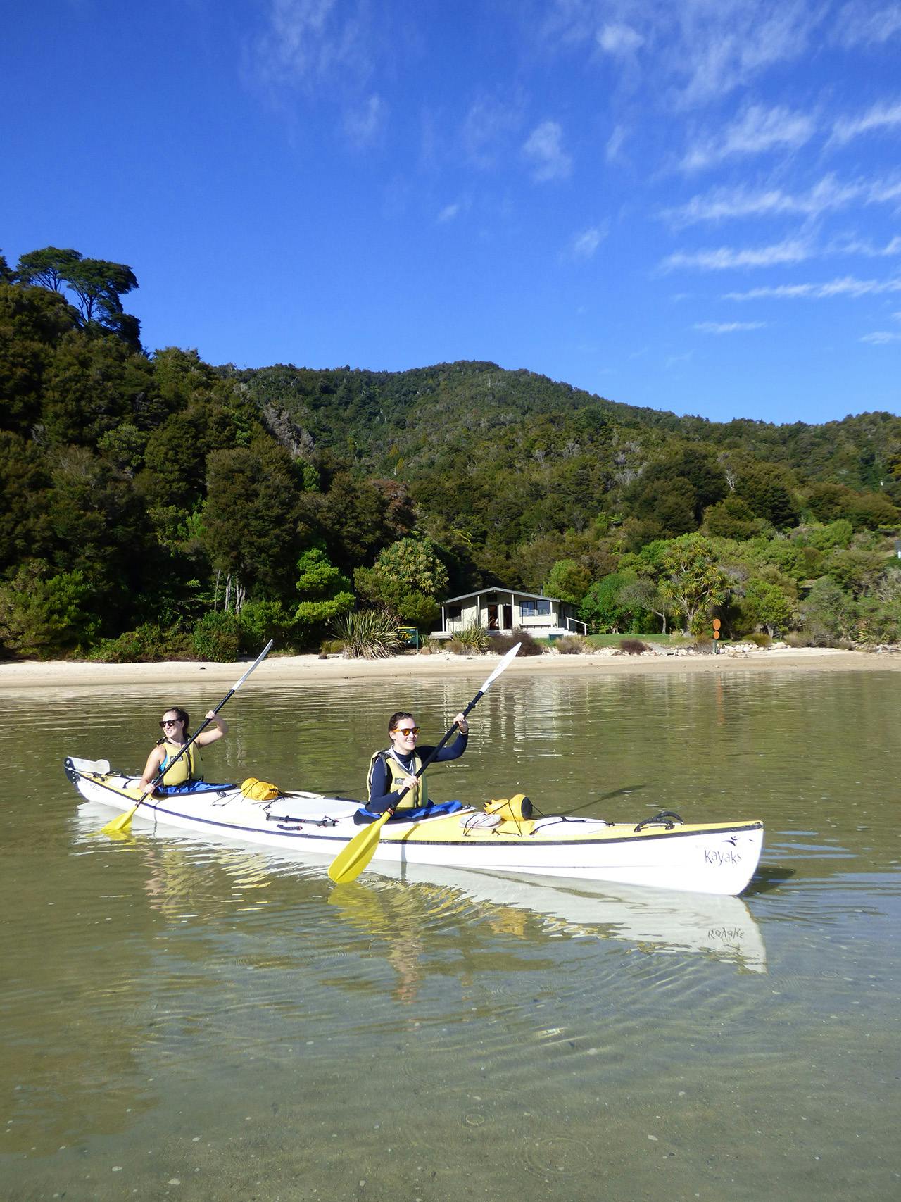 Leaving Awaroa Hut. Photo: Matthew Pike