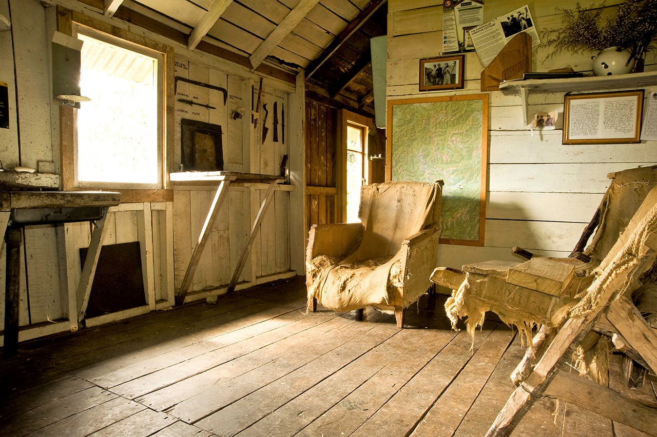 The interior of Asbestos Cottage, home to Annie Fox and Henry Chaffey for 40 years. Photo: Shaun Barnett/Black Robin Photography