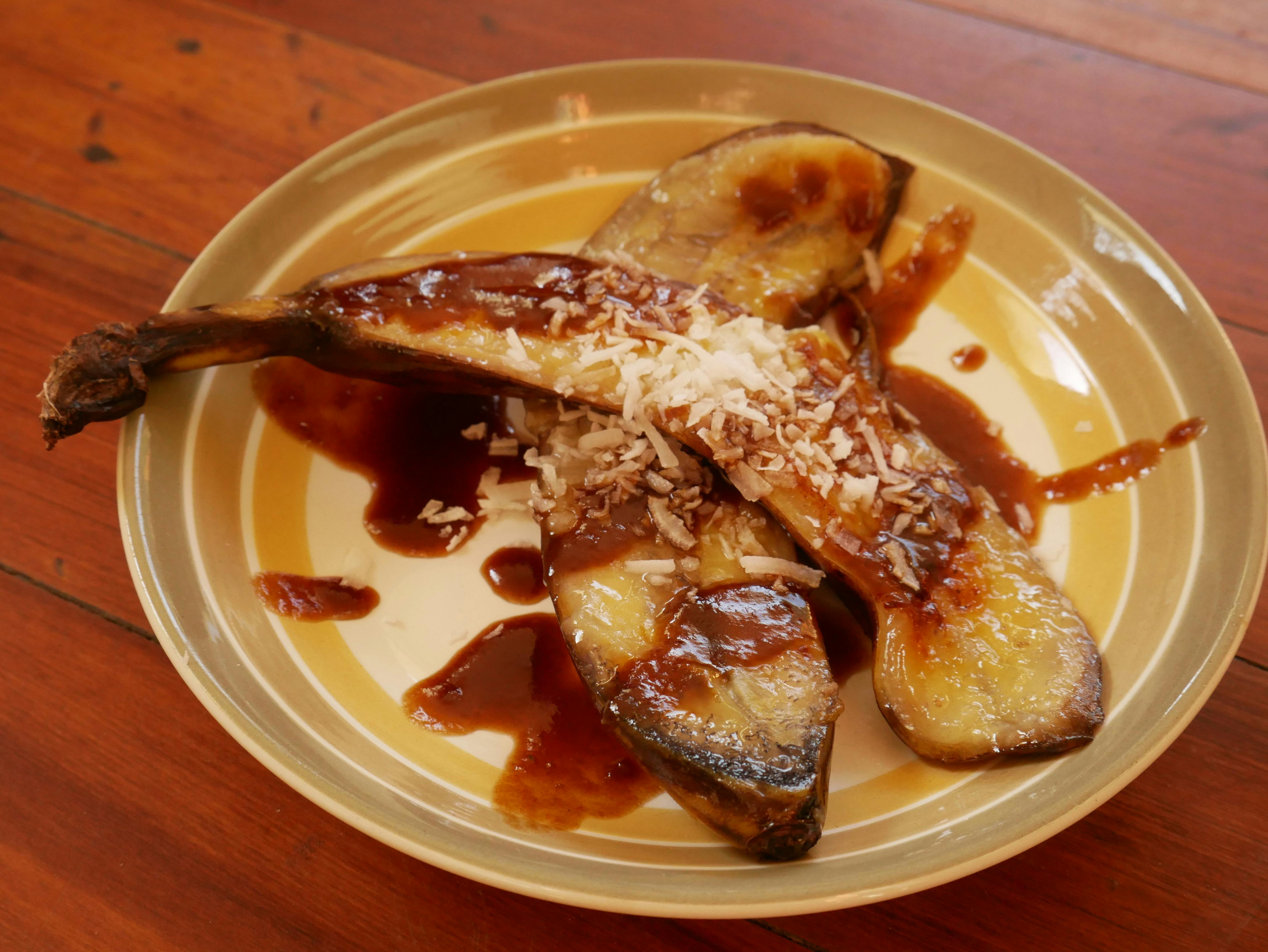 Fried banana splits with coconut caramel Wilderness Magazine